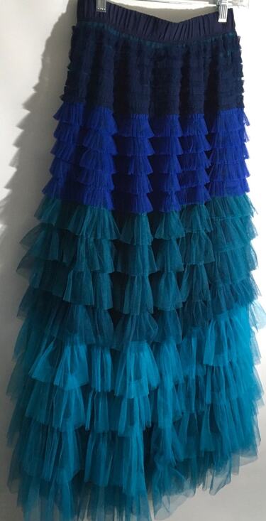 Beulah Dresses & Skirts - Beulah Style Women's Size Medium Blue Teal Mesh Layered Tiered Ruffle Skirt
